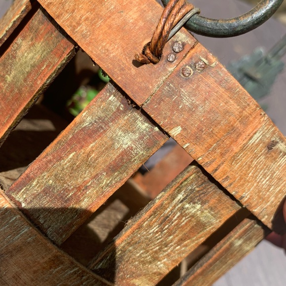 Vintage Iron, Cane & Wood Basket - Picture 5 of 13